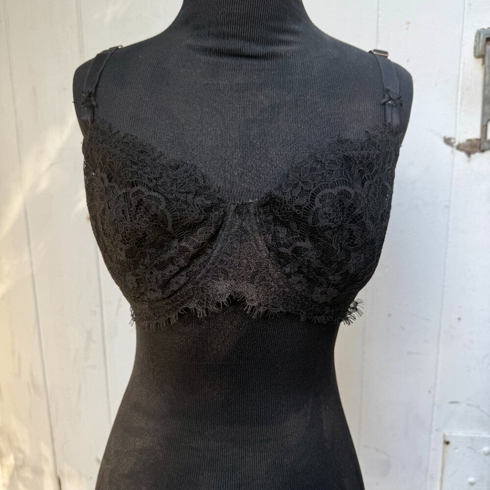 Victoria Secret Dream Angels Floral Embroidered Demi Black Lace Bra